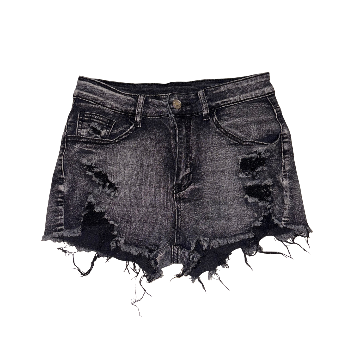 Black Washed Denim Shorts