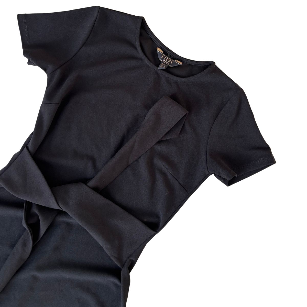 Lipsy Black Tie Waist Midi Dress