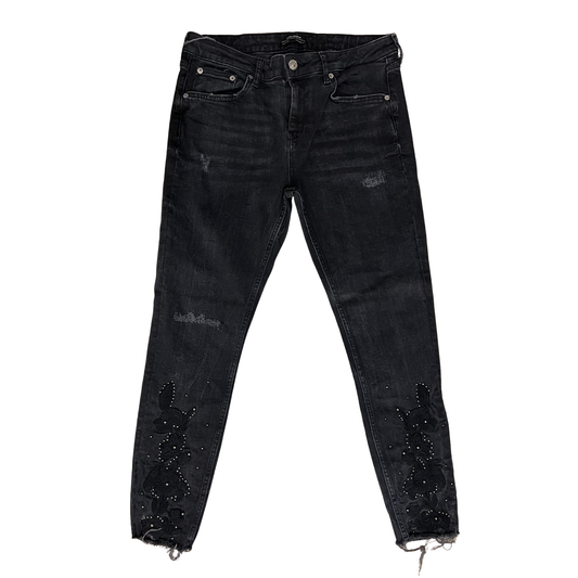 Zara Woman Black Bead Detail Skinny Jeans
