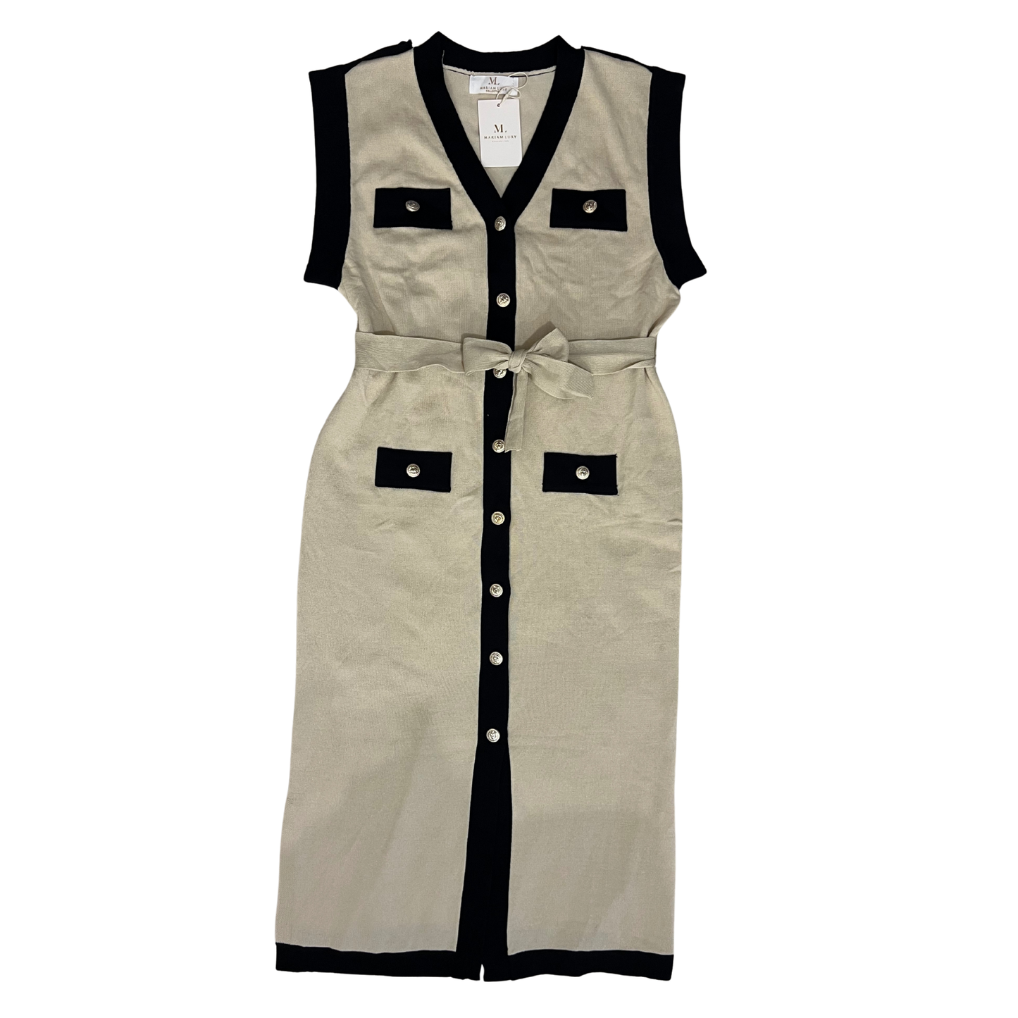 Beige Sleeveless Knitted Maxi Dress