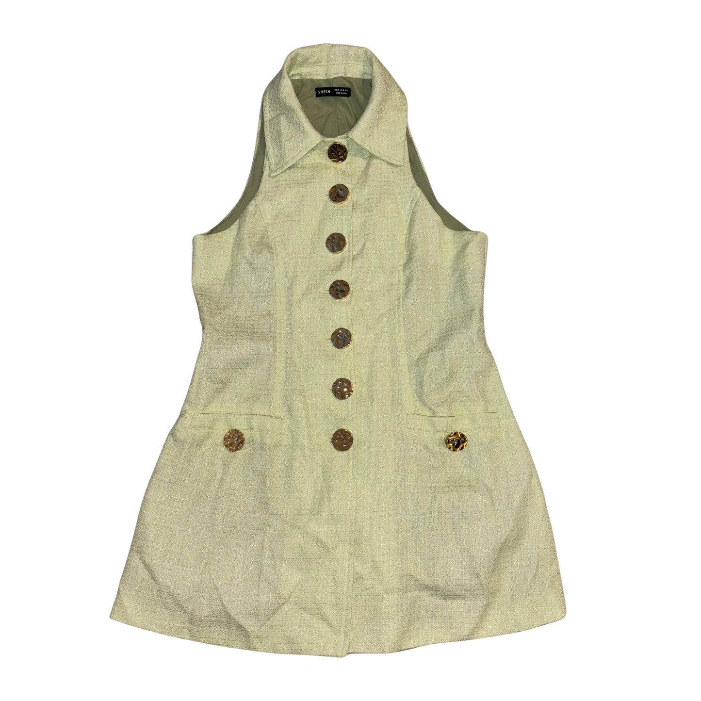 Green Sparkly Button Up Mini Dress