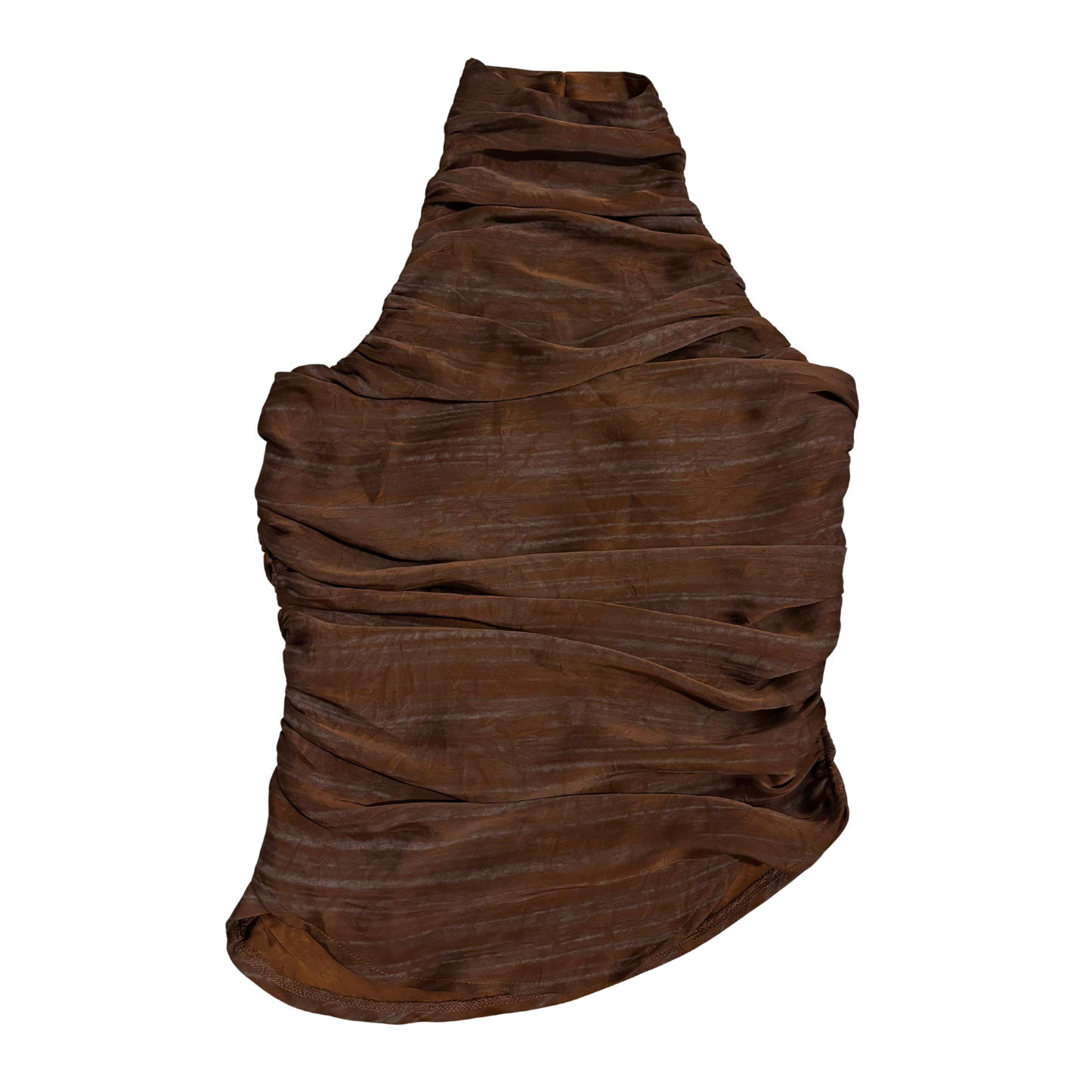 PLT Brown Ruched Halterneck Top