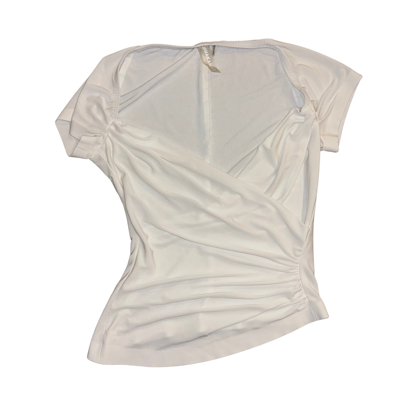 Norma Kamali Cream Ruched Cross Over Top