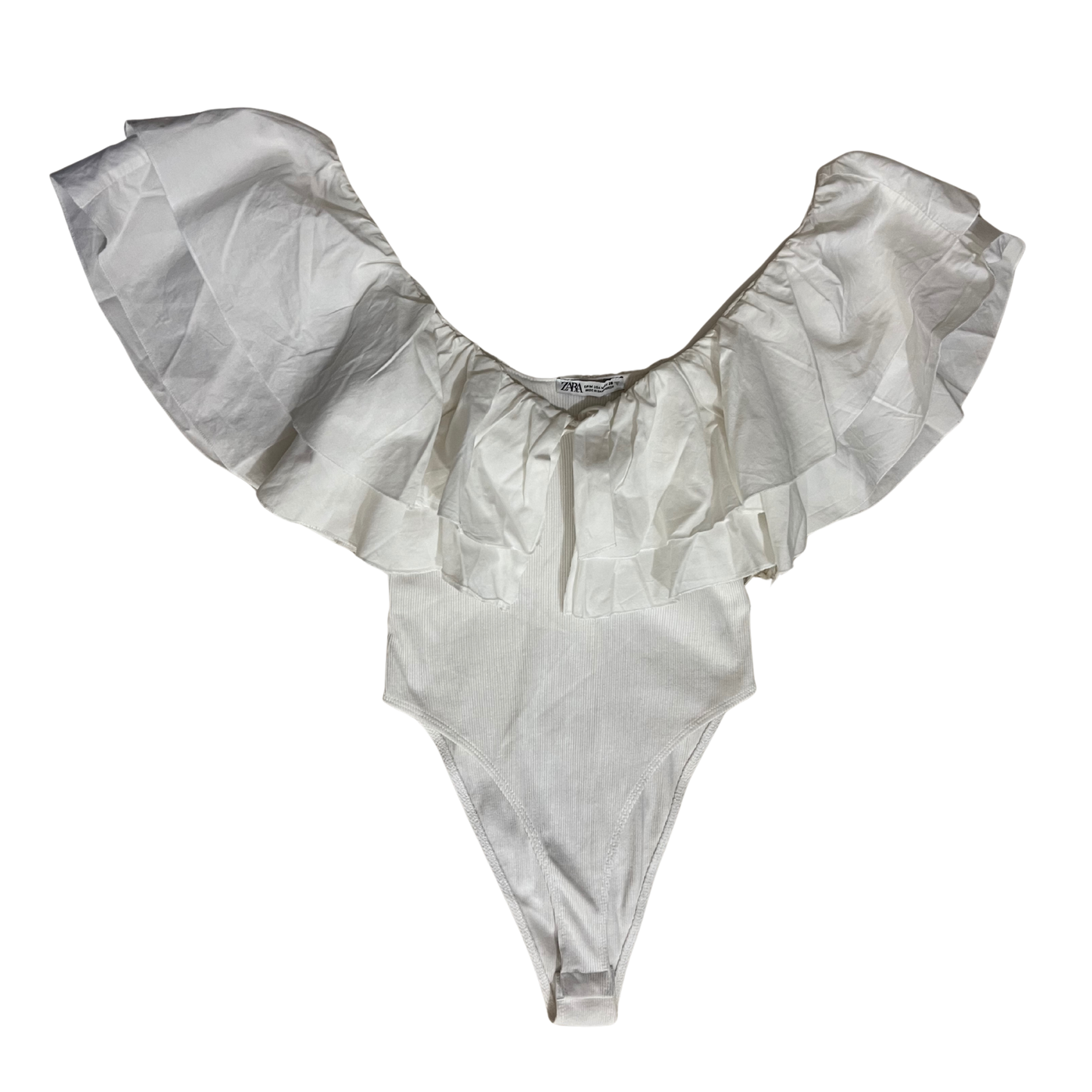 Zara White Ruffled Bodysuit
