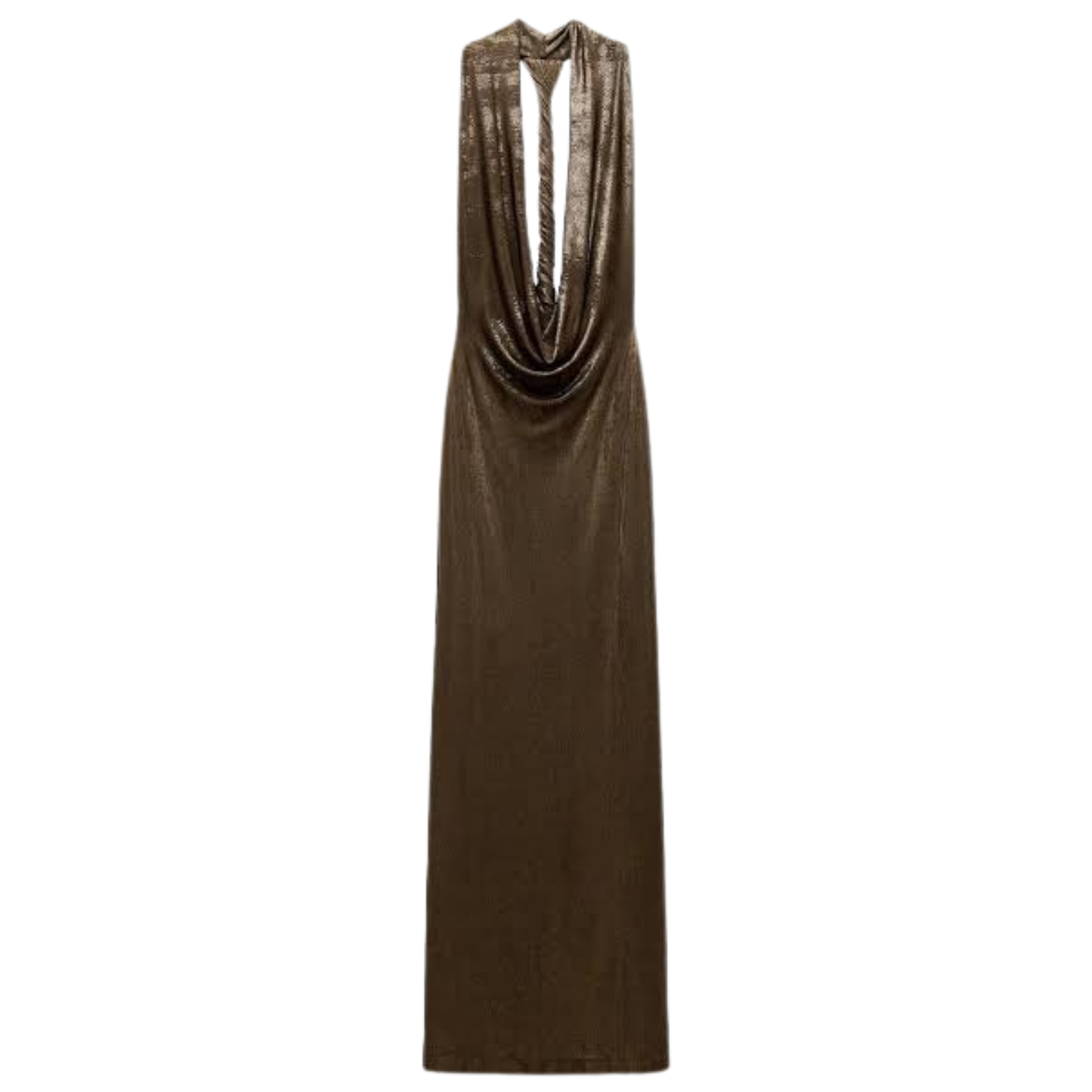 Zara Brown Lurex Maxi Dress