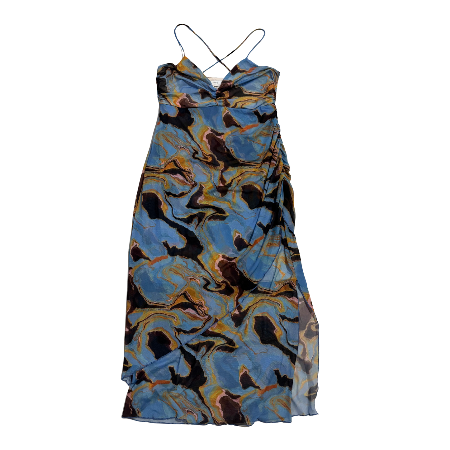 'Reserved' Blue Abstract Print Midaxi Dress