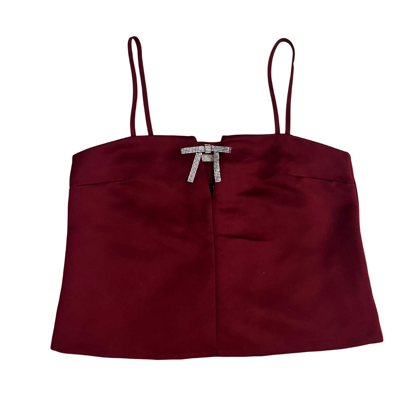 H&M Burgundy Satin Top With Diamante Bow