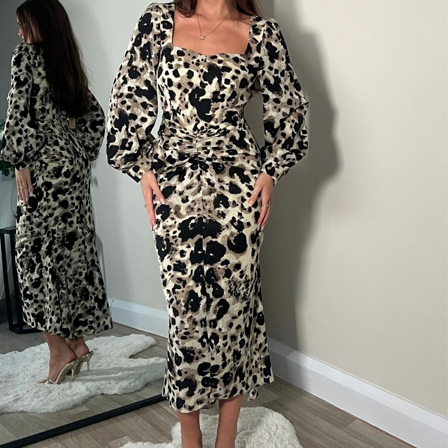 Girl In Mind Leopard Print Midi Dress