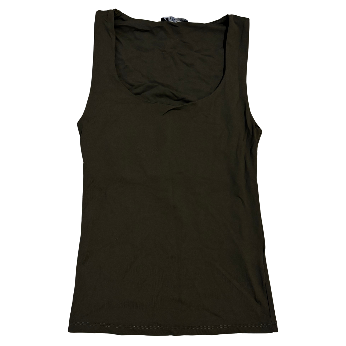 Zara Khaki Green Sleeveless Slinky Top