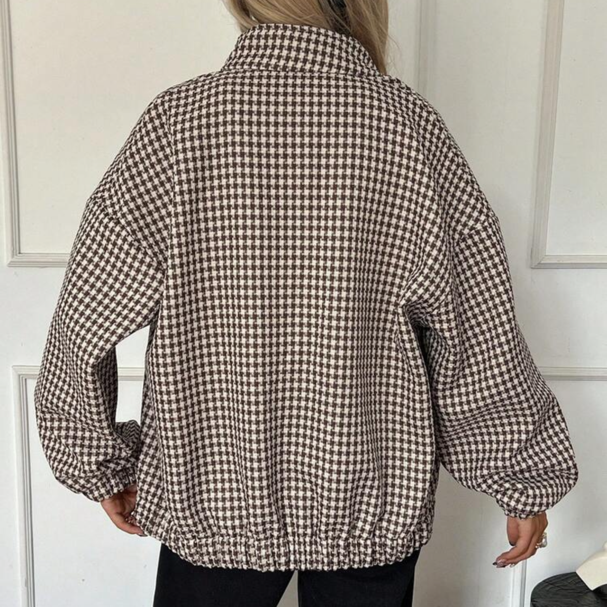Dogtooth Zip Up Jacket