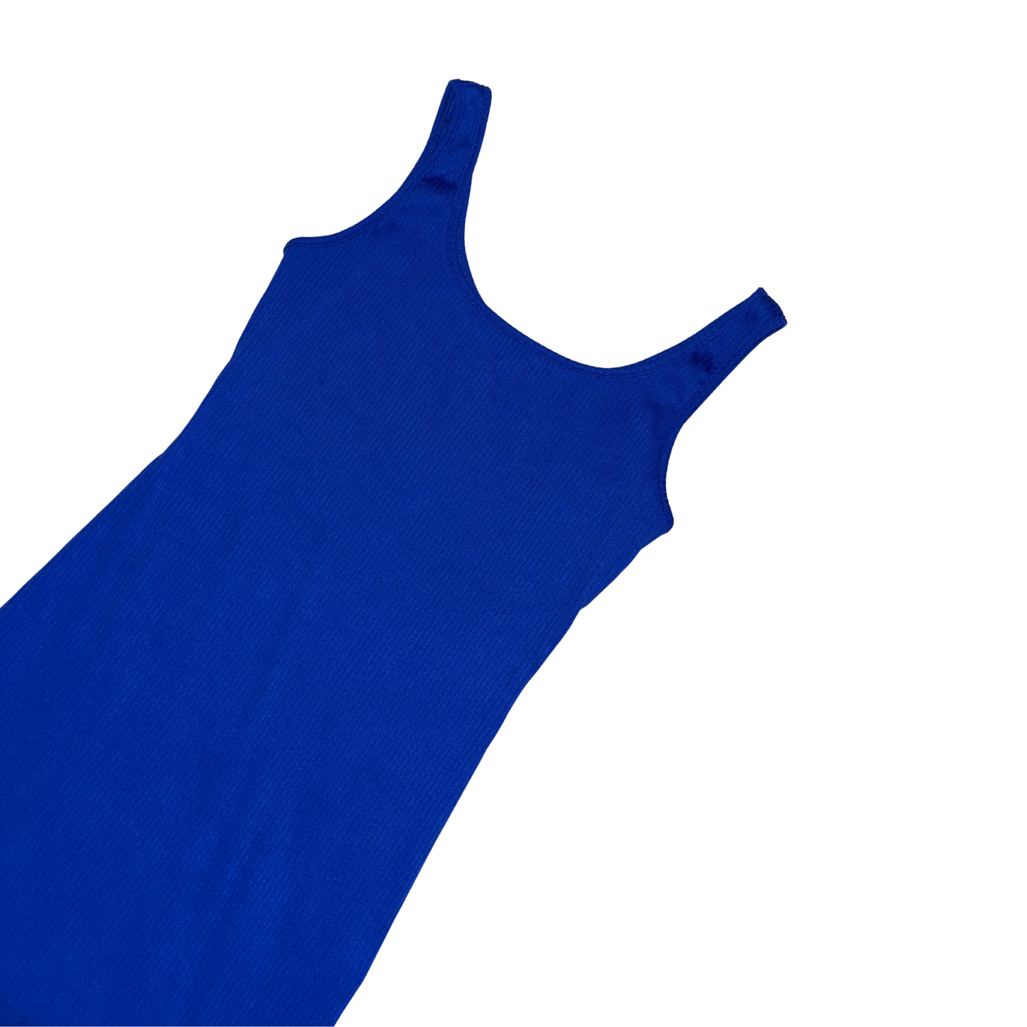 Blue Ribbed Midi Dress