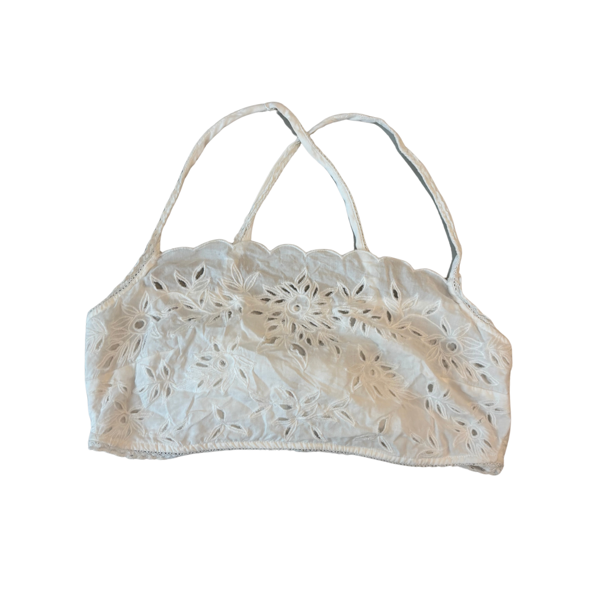 Free People White Floral Crop Top