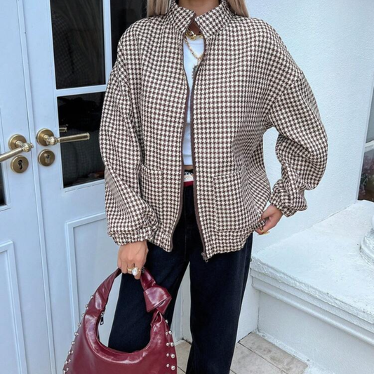 Dogtooth Zip Up Jacket