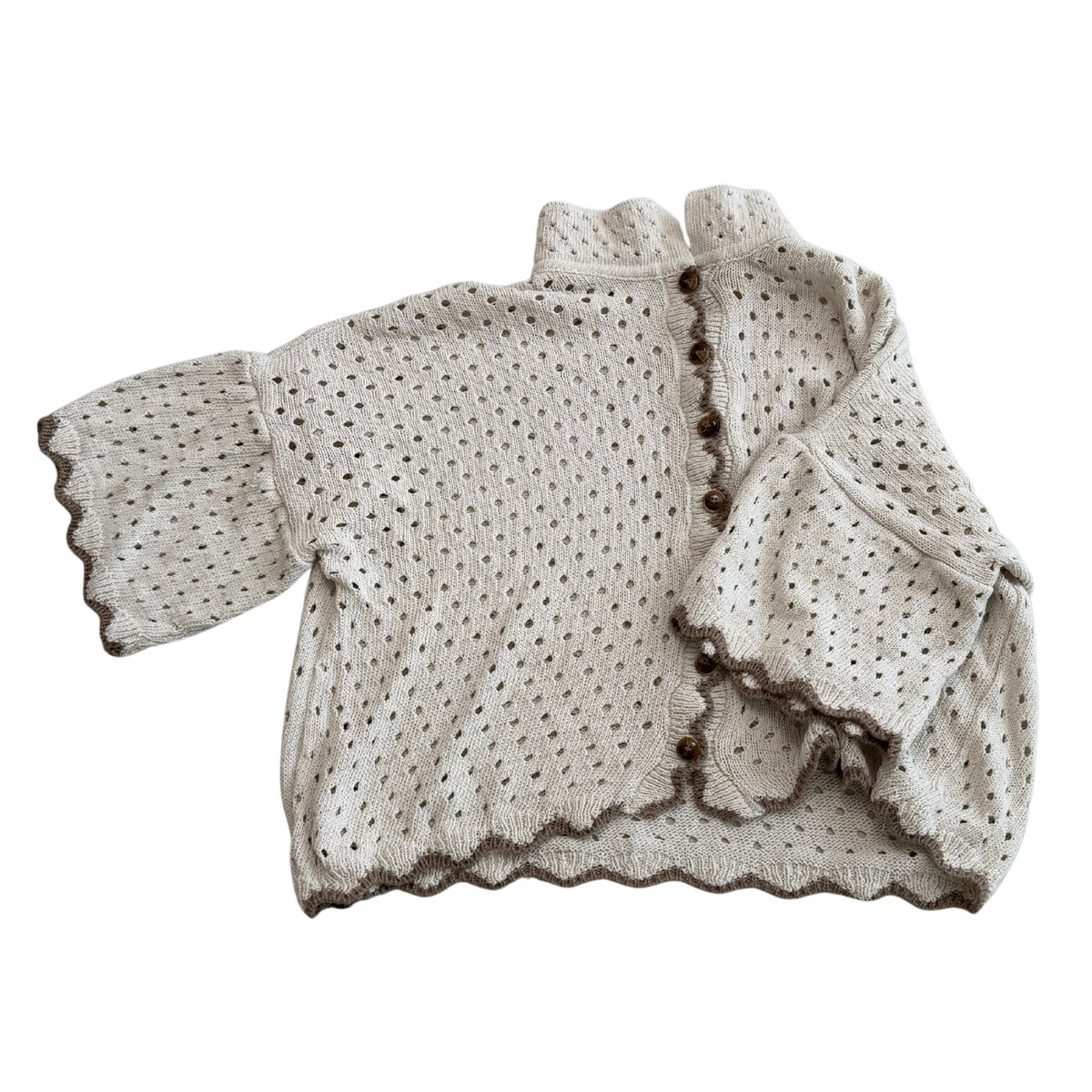 Cream Crochet Open Knit Oversized Shirt