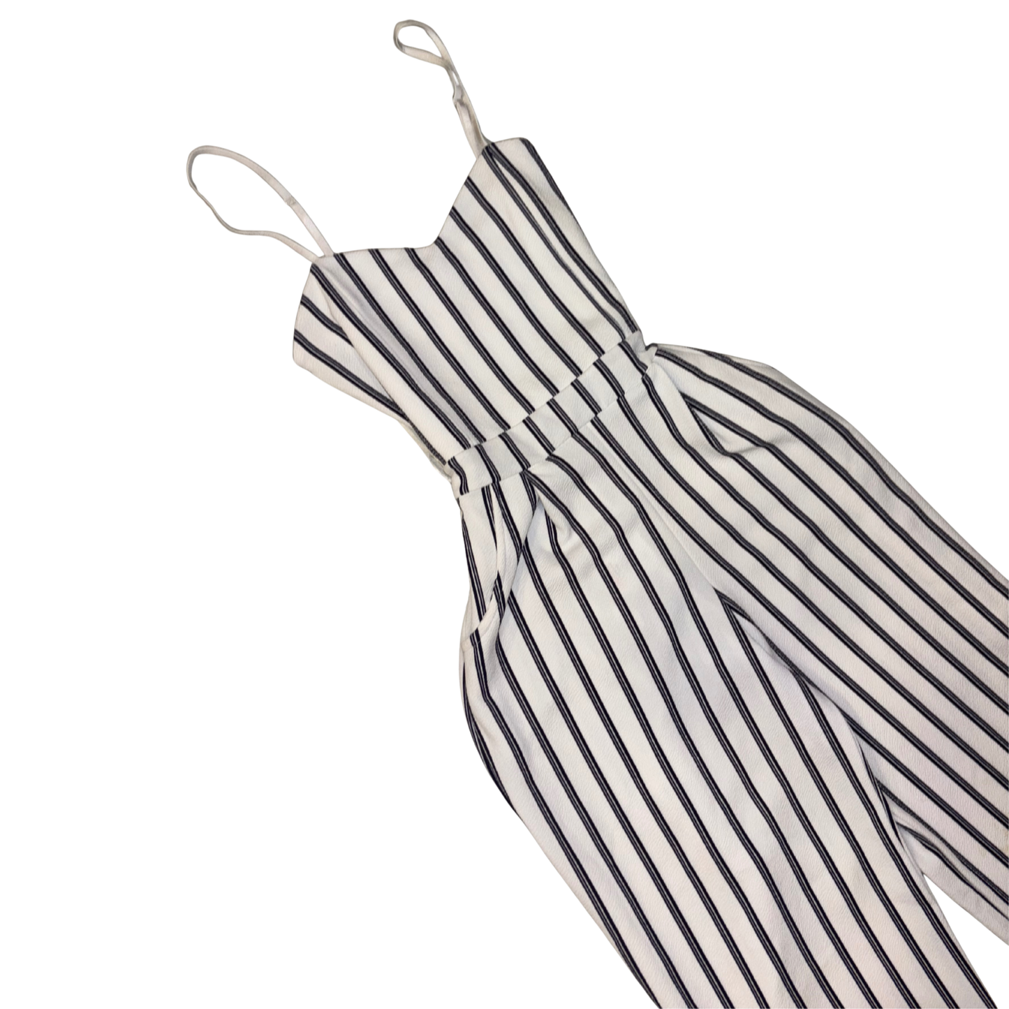 Quiz White/Blue Striped Tie Back Jumpsuit