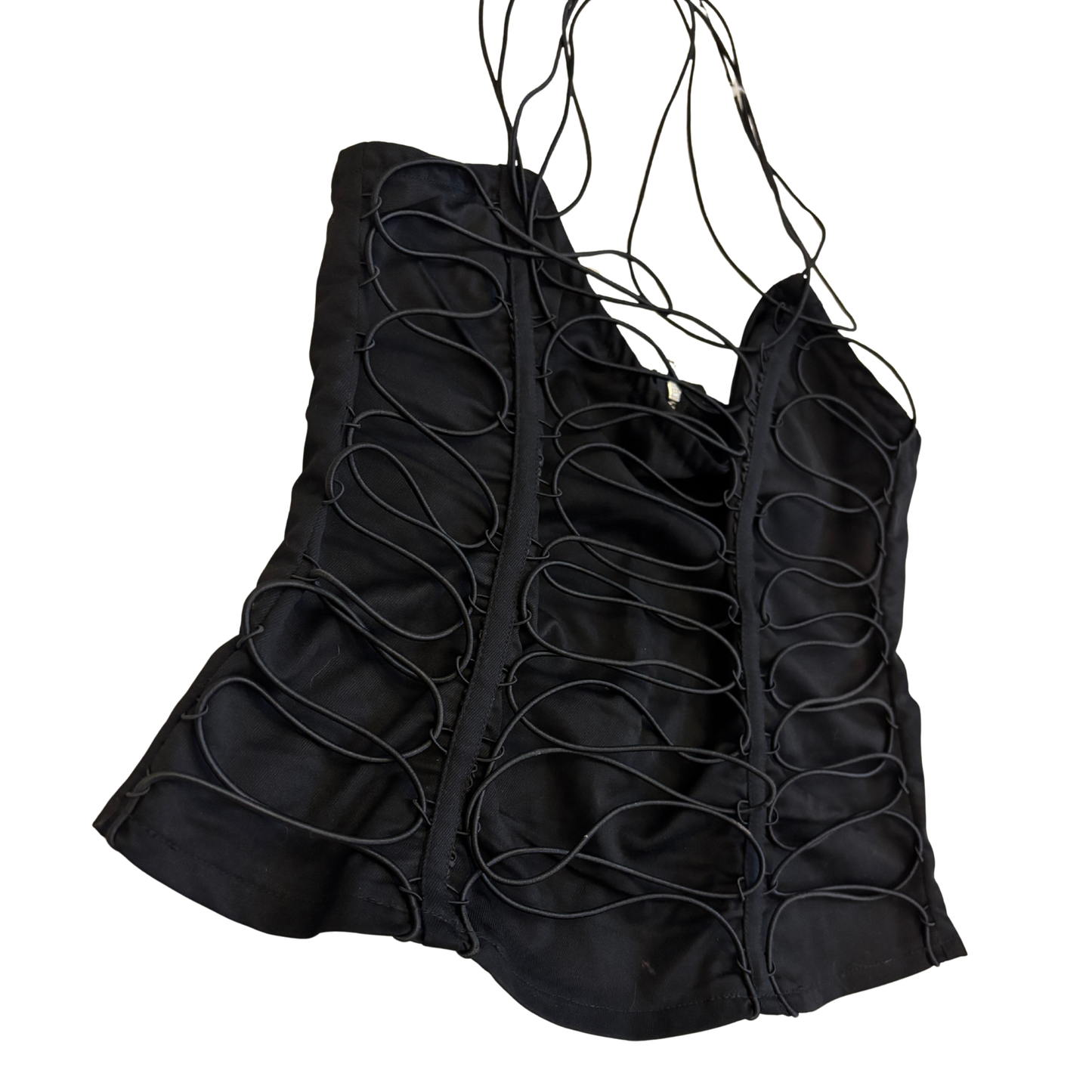 PLT Black Woven Elasticated Corset Top
