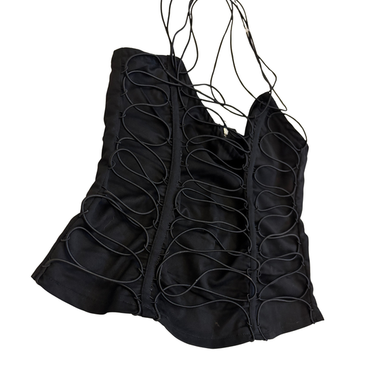 PLT Black Woven Elasticated Corset Top