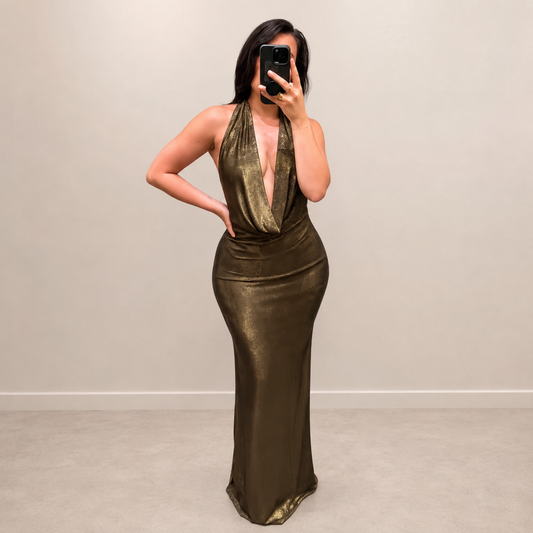 Zara Brown Lurex Maxi Dress
