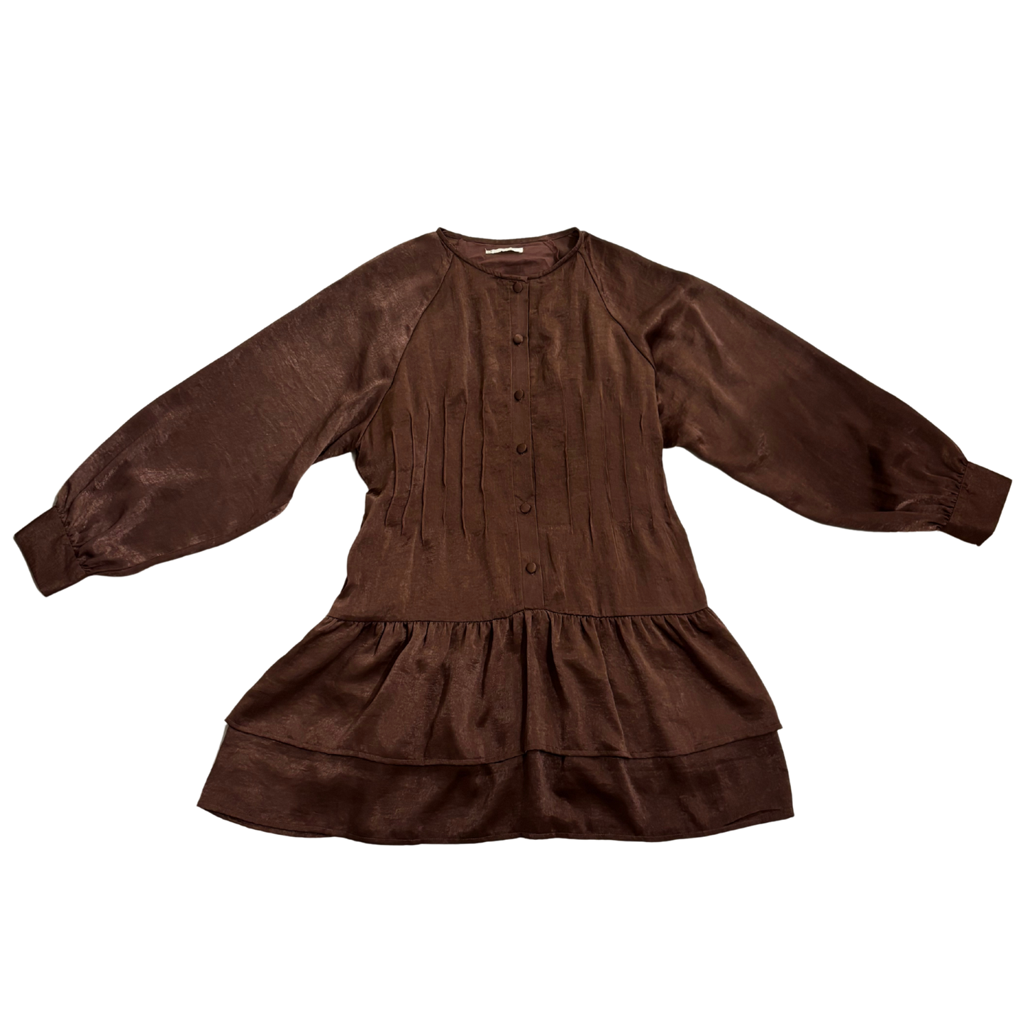 Vita Grace Brown Satin Mini Dress