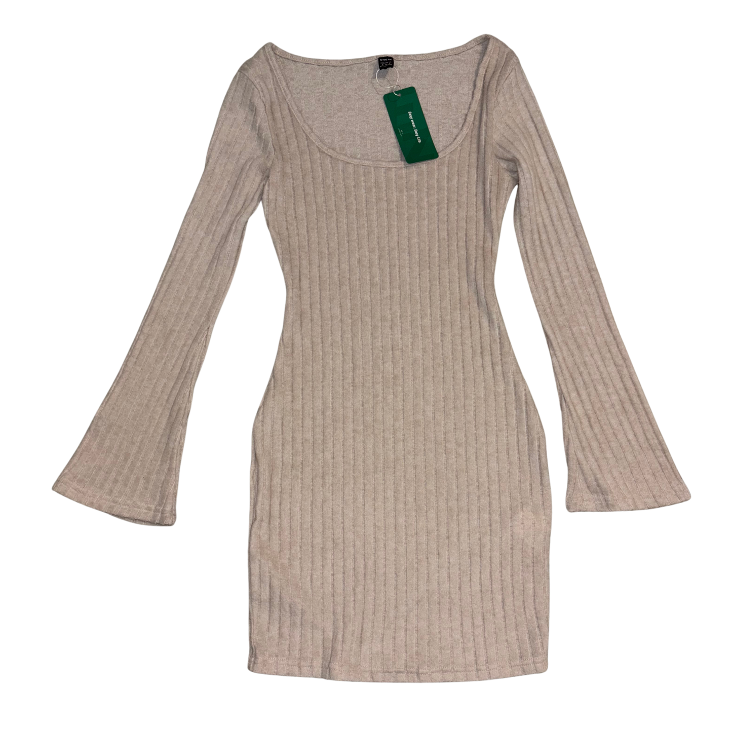Cream Fluffy Long Sleeve Mini Dress