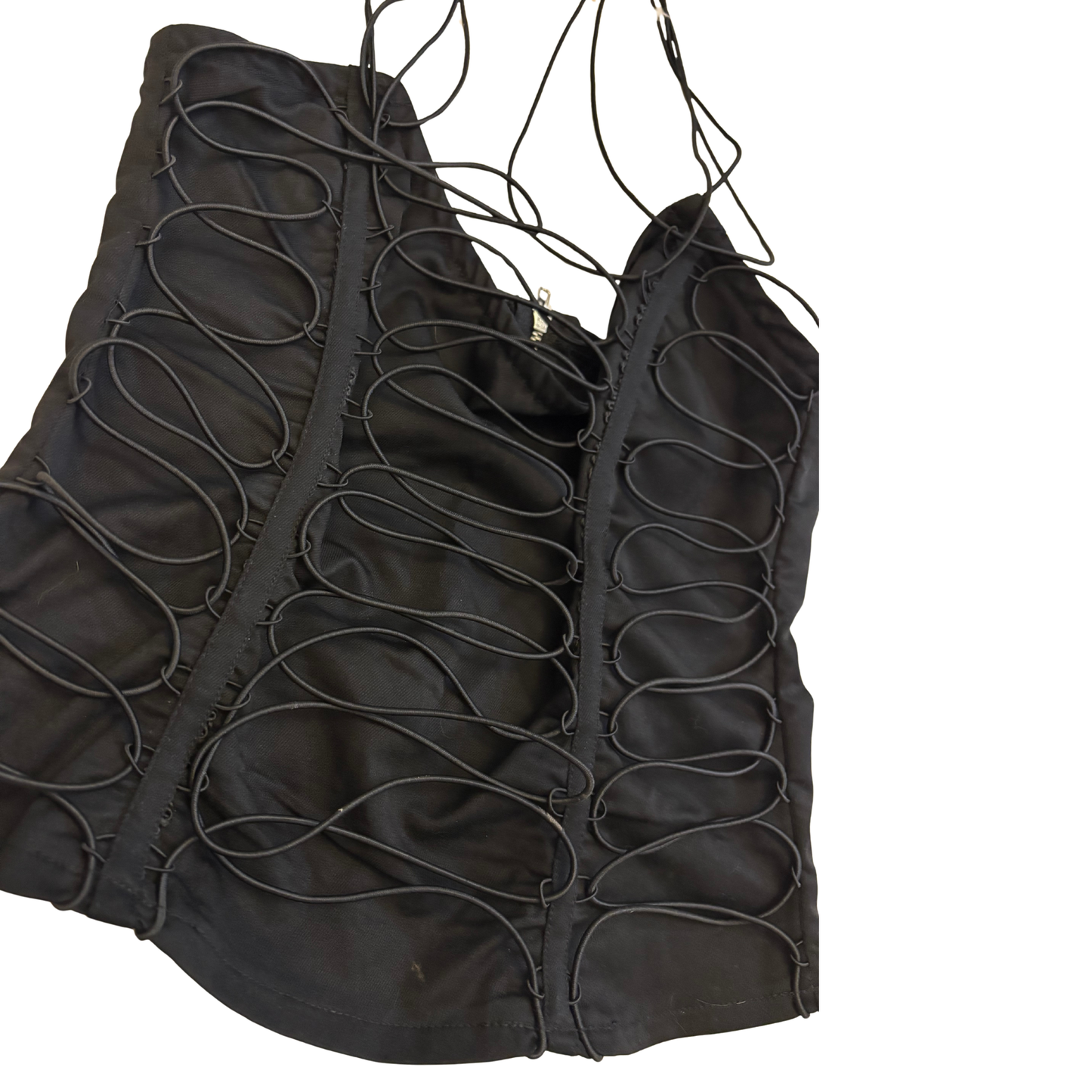 PLT Black Woven Elasticated Corset Top