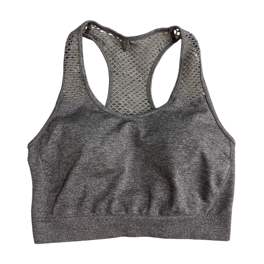 Grey Net Detail Sports Bra