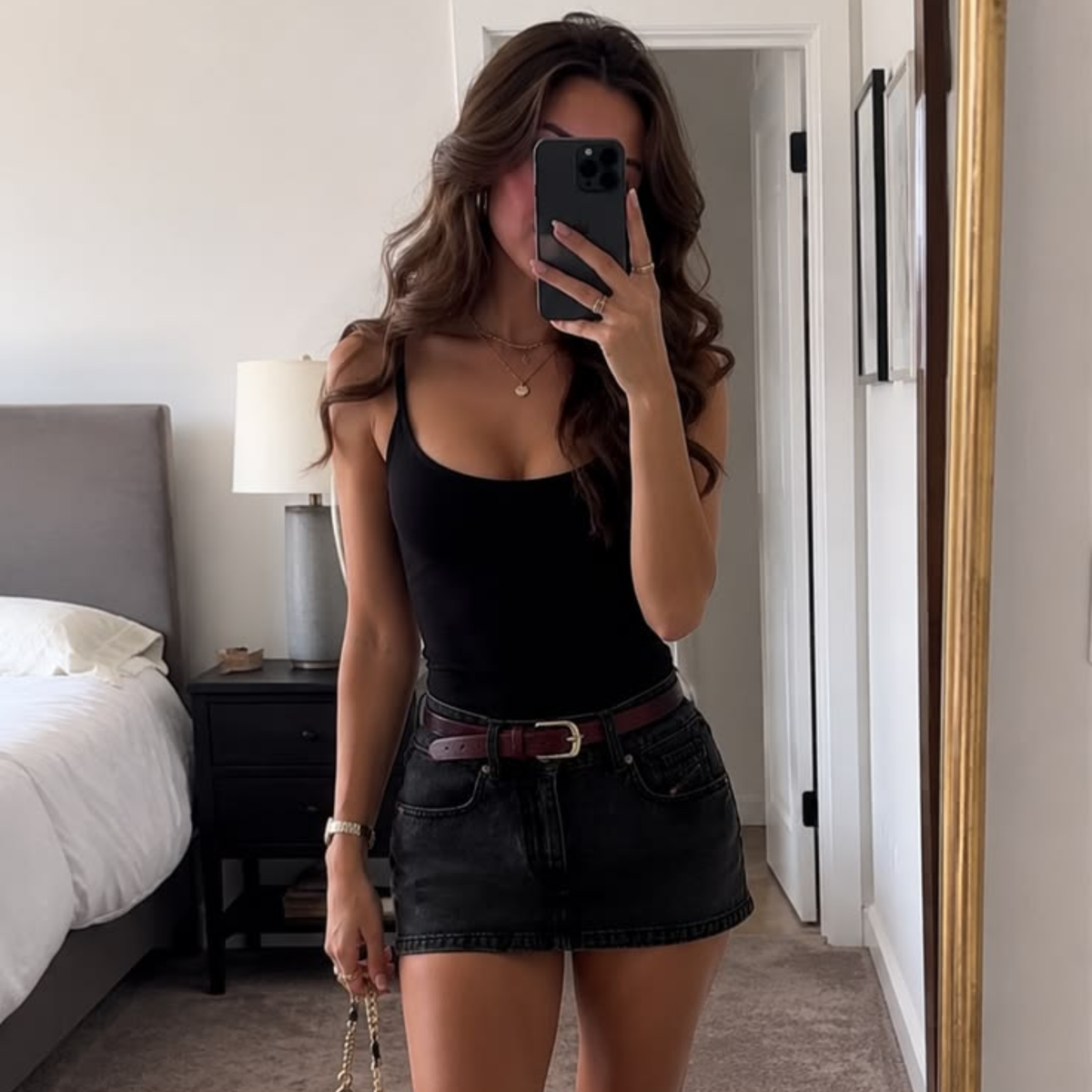 Black Denim Skirt