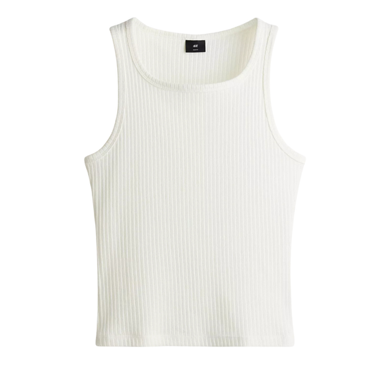 H&M White Ribbed Tank Top