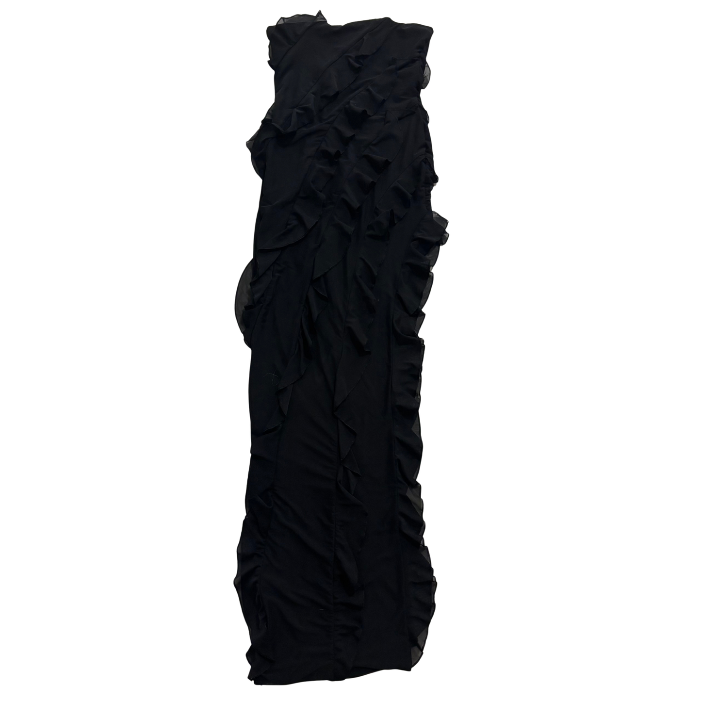 Oh Polly Black Ruffled Midaxi Dress