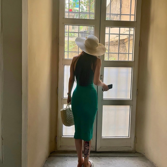 Zara Green Ribbed Midi Dress