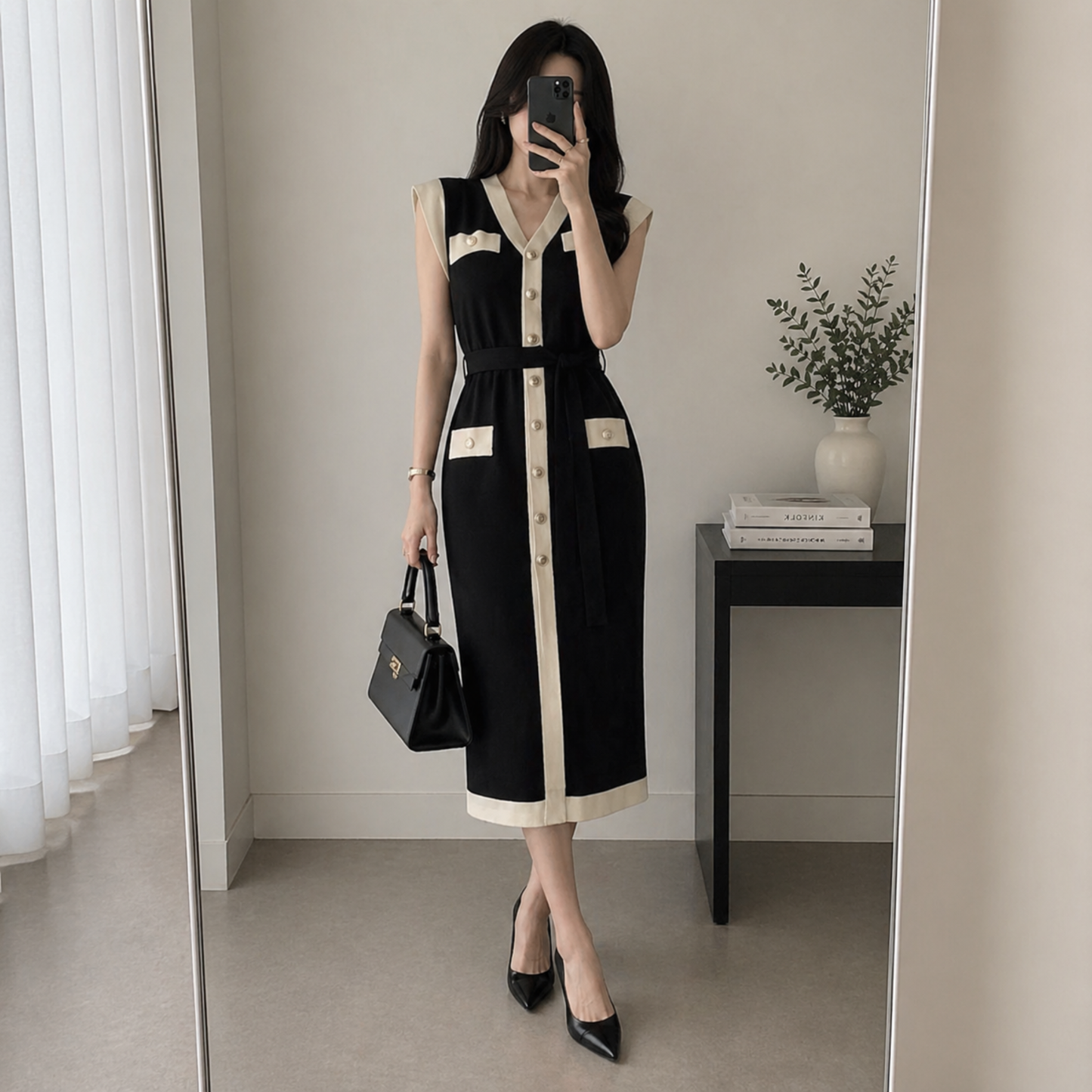 Black Sleeveless Knitted Maxi Dress