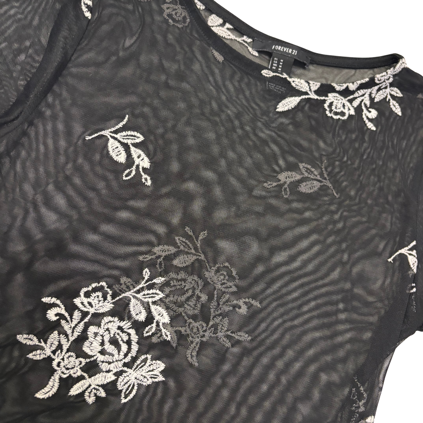 Forever 21 Mesh Floral Top