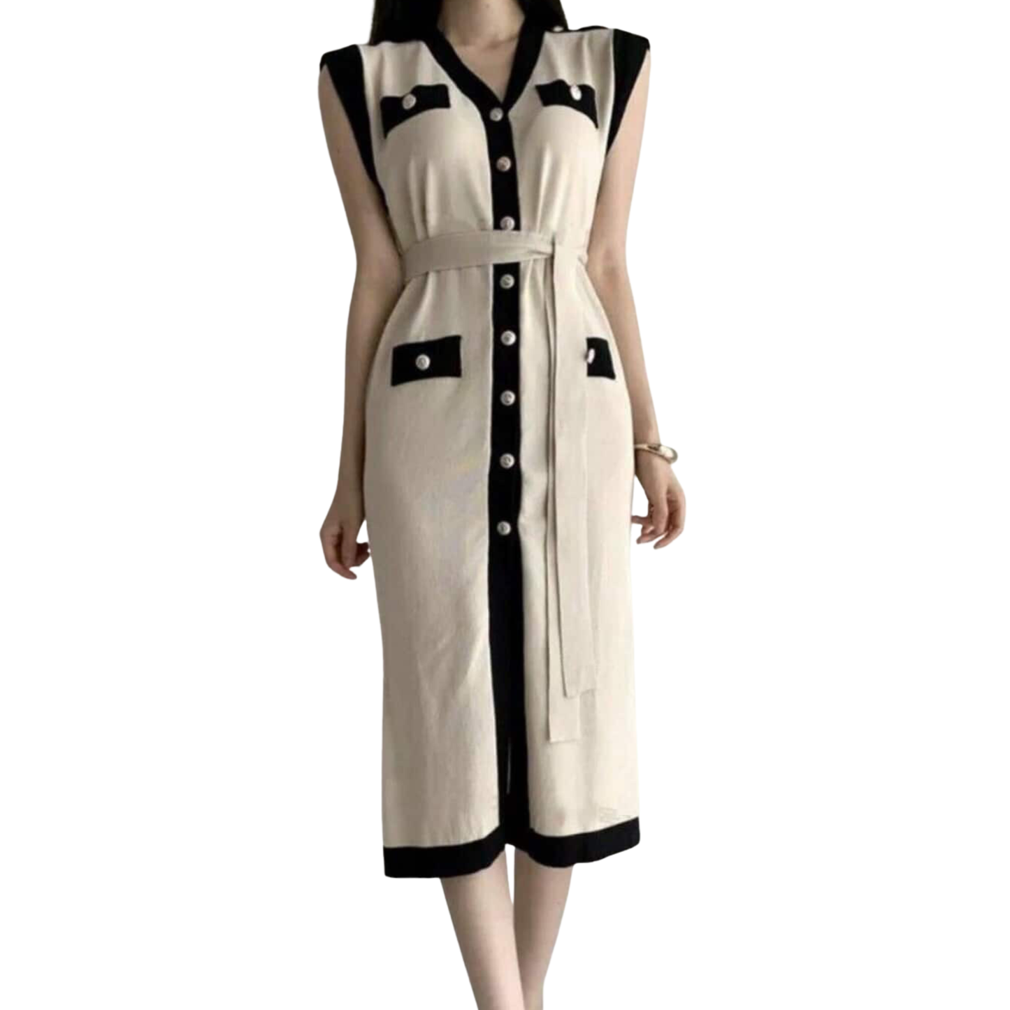 Beige Sleeveless Knitted Maxi Dress