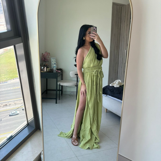 Chic Le Frique Green One Shoulder Dress