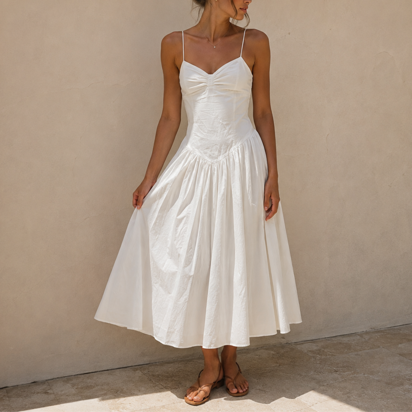Zara White Linen Maxi Dress