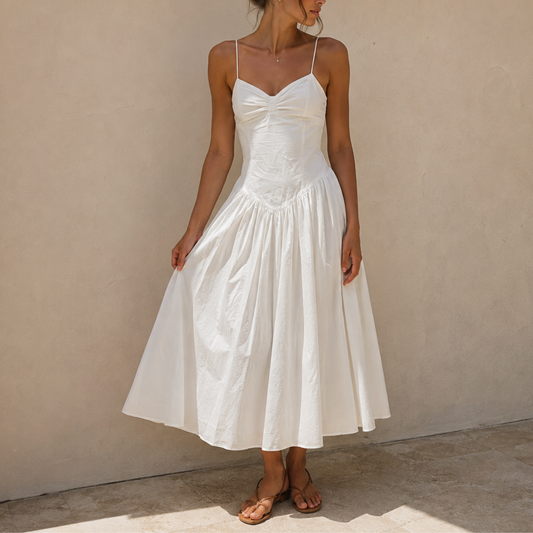 Zara White Linen Maxi Dress