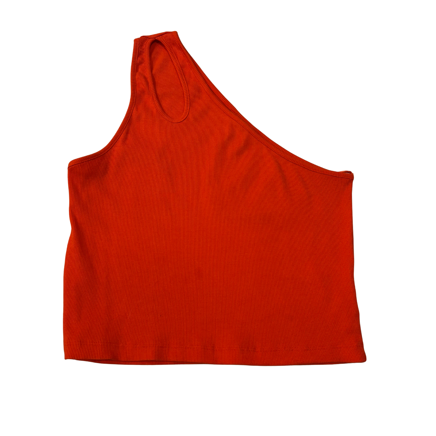 Red One Shoulder Ribbed Top