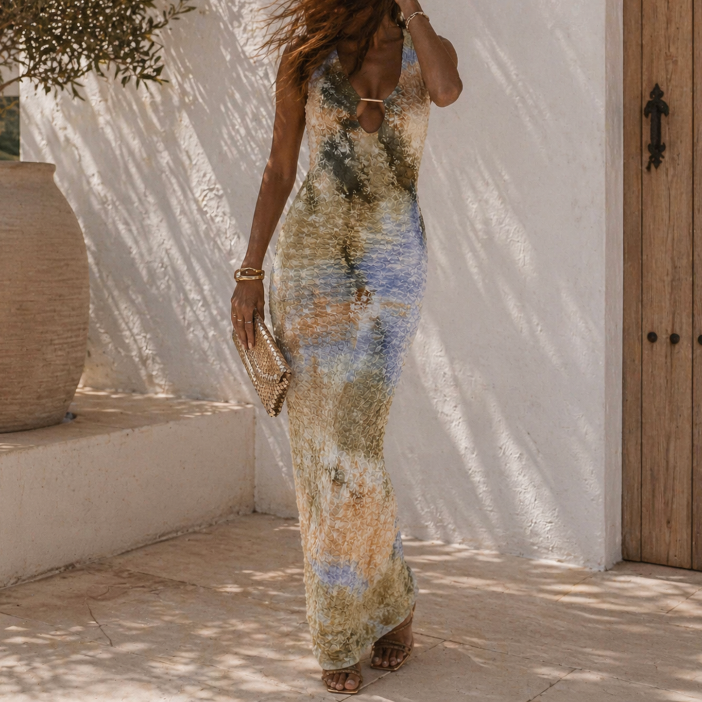 ASOS Cut Out Multi Colour Maxi Dress