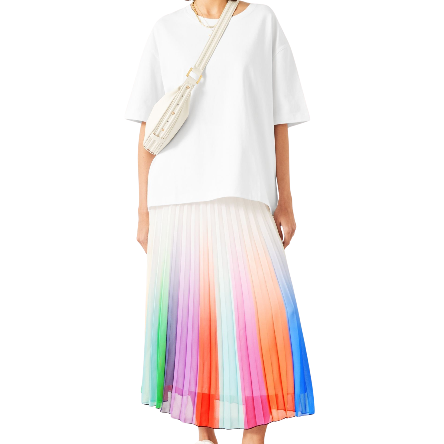 Hush Pleated Rainbow Maxi Skirt