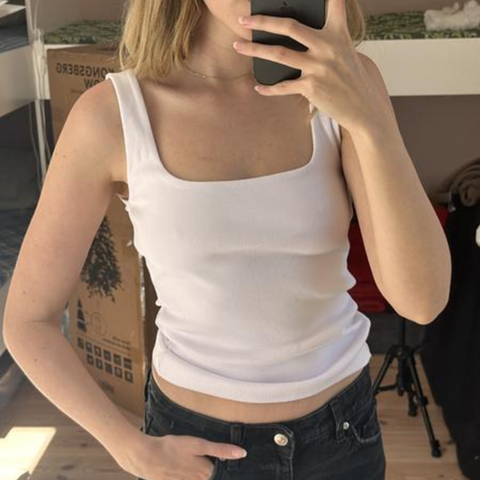 Zara White Square Neck Top