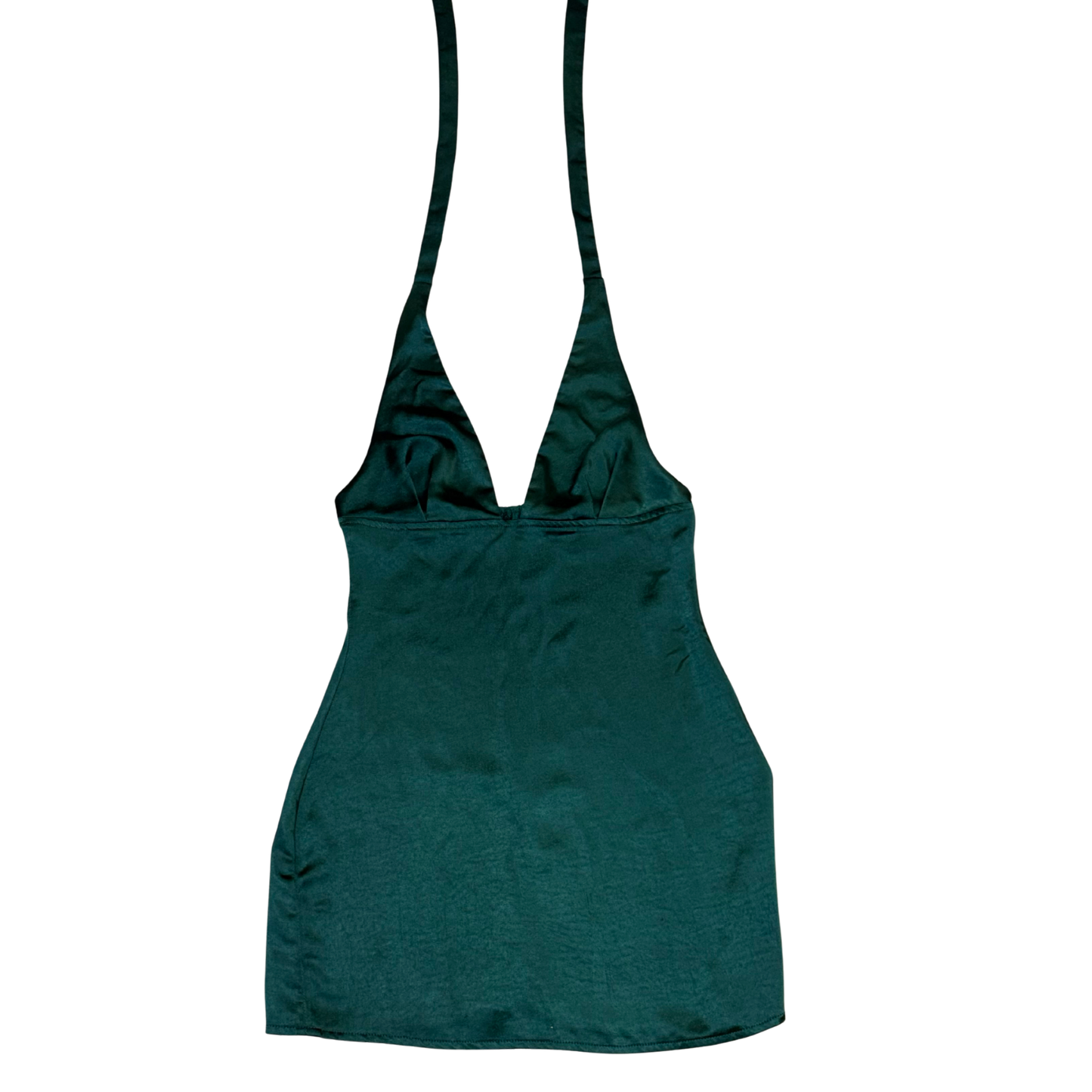 Motel ‘Coda’ Green Satin Halterneck Mini Dress