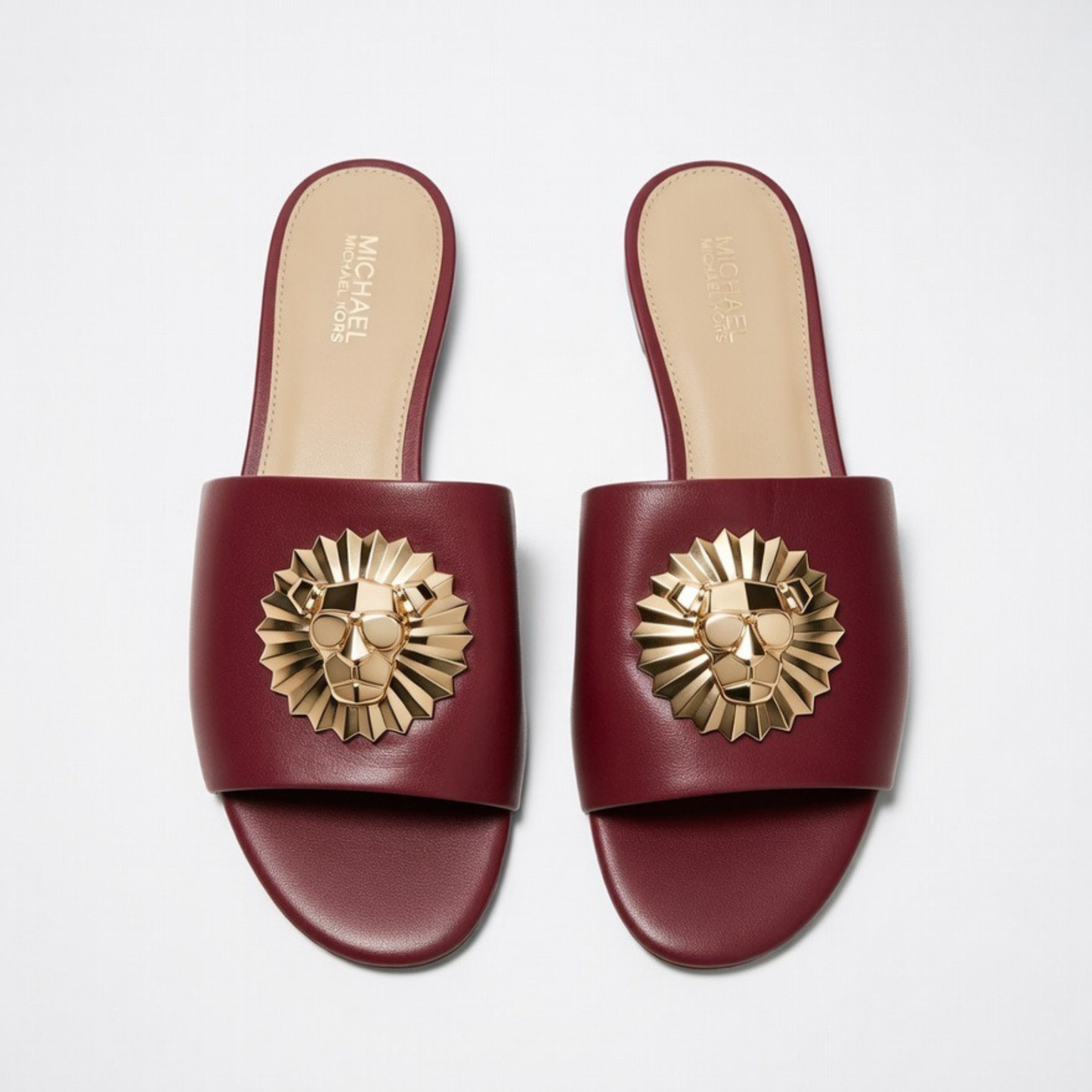 Michael Kors Burgundy Lion Emblem Flats
