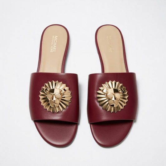 Michael Kors Burgundy Lion Emblem Flats