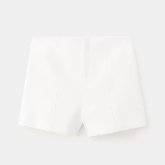 Mango Cream Pleated Shorts