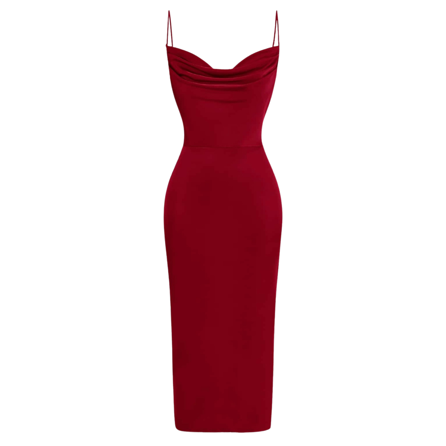 Wine Red Cowl Neck Maxi Dress