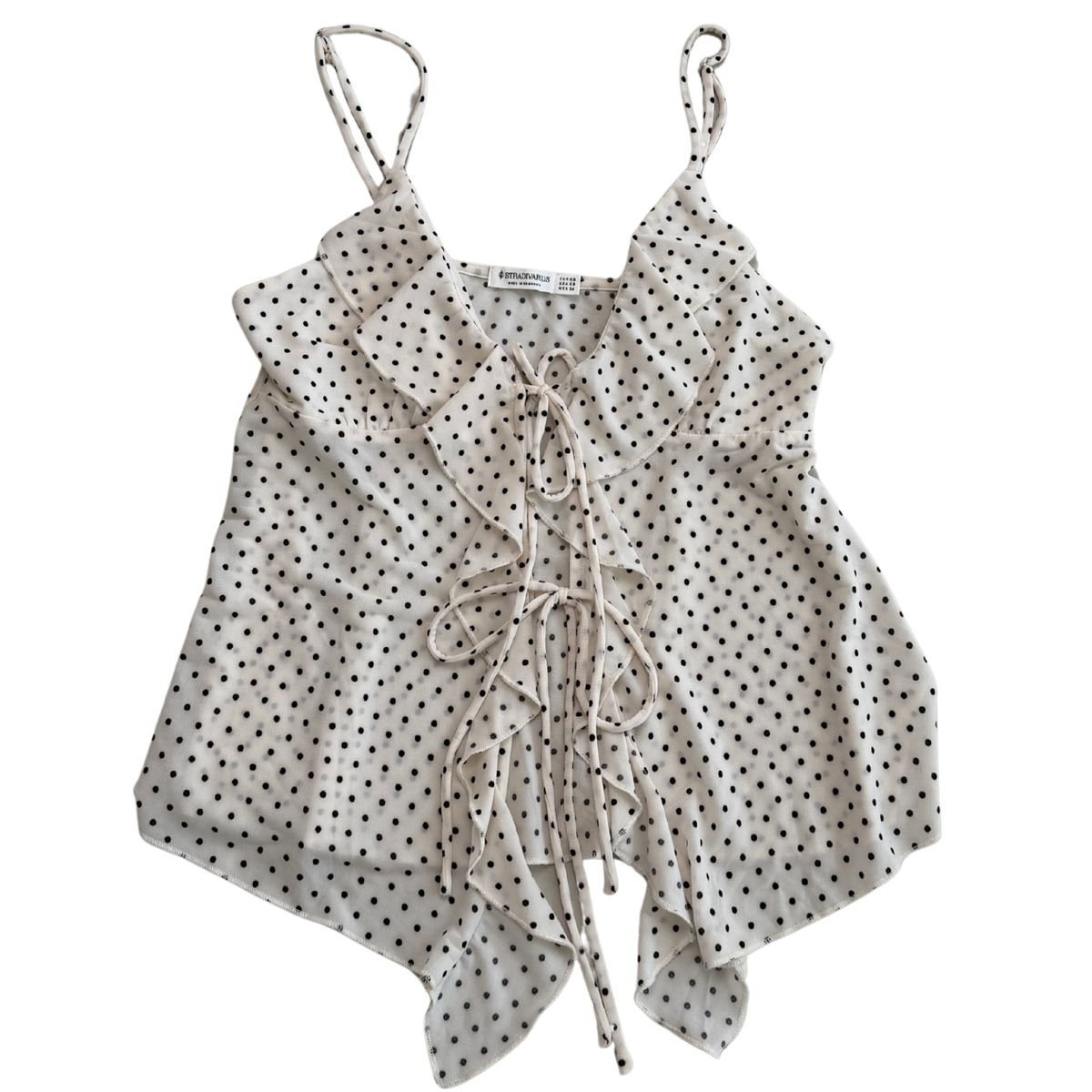 Stradivarius Polka Dot Tie Front Top