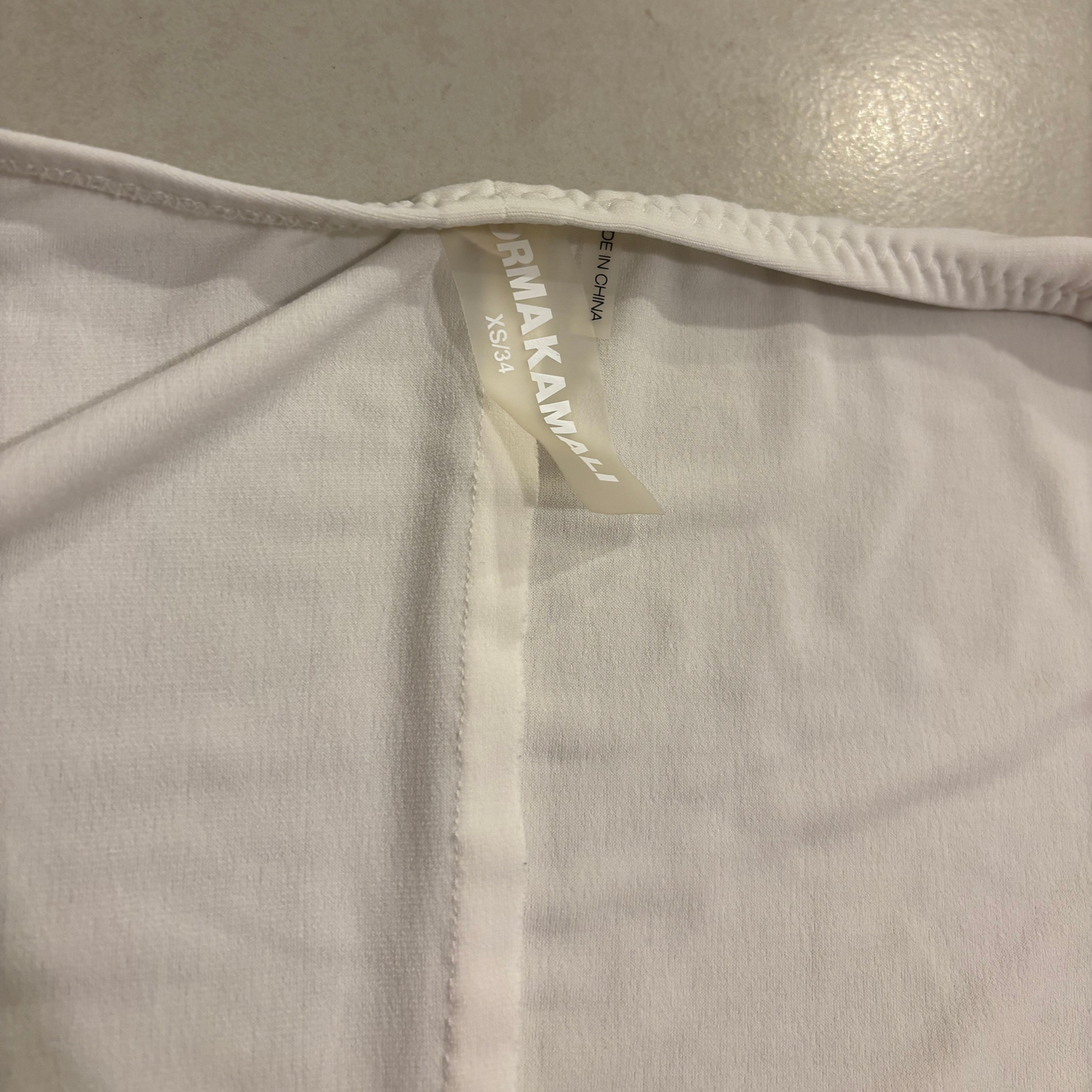 Norma Kamali Cream Ruched Cross Over Top