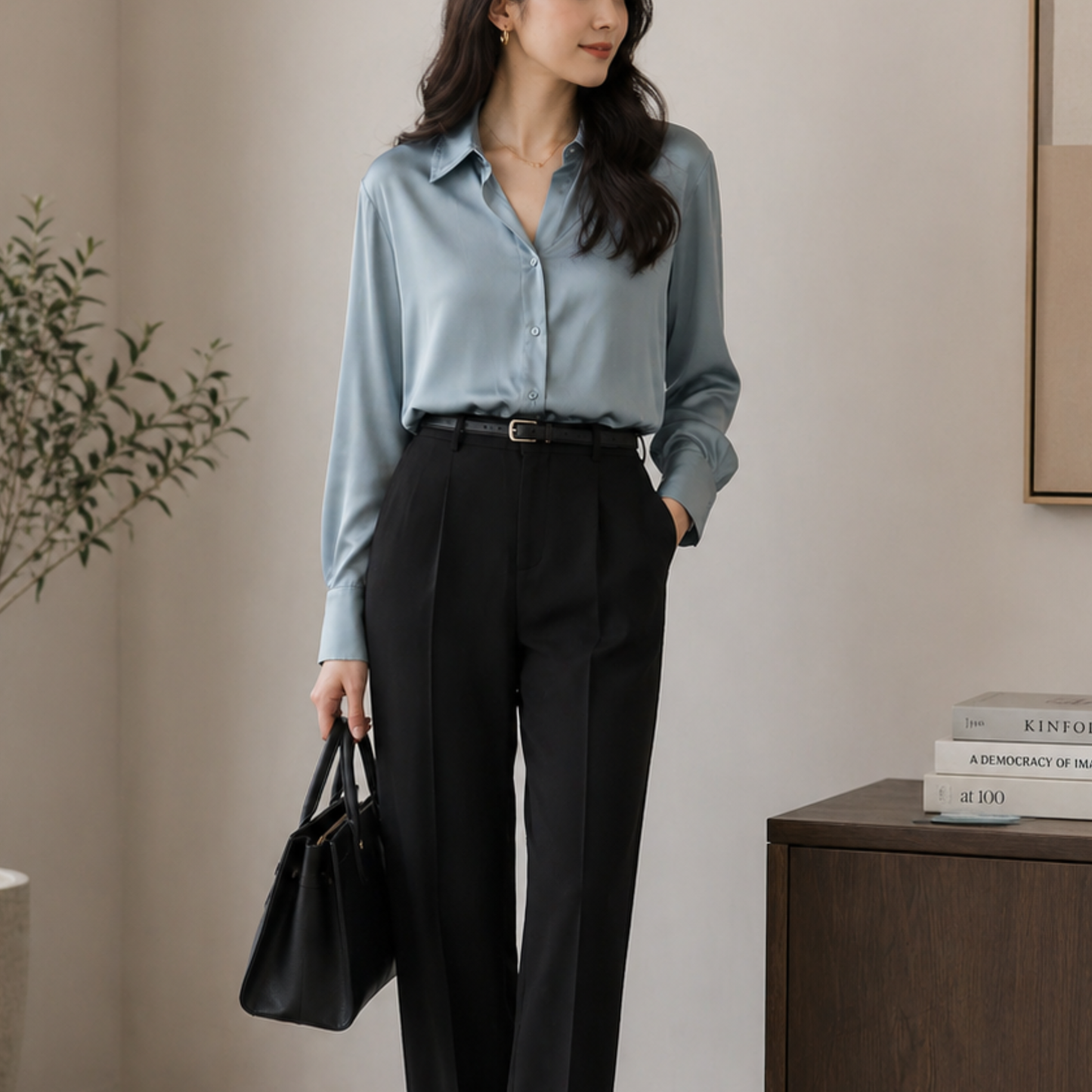 H&M Light Blue Satin Shirt