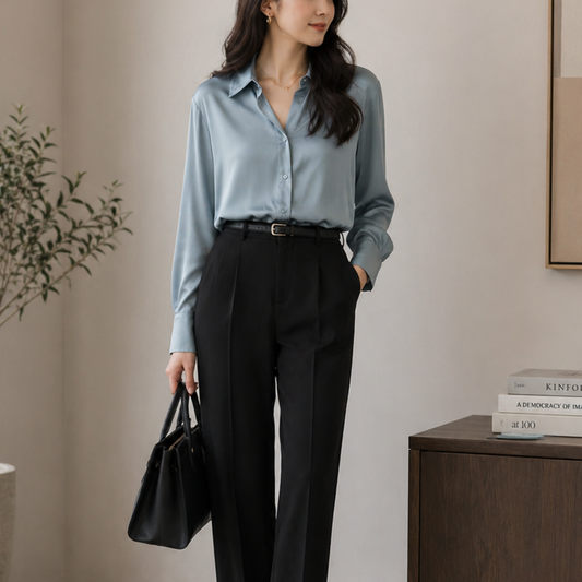 H&M Light Blue Satin Shirt