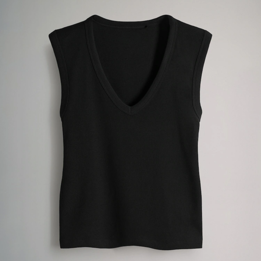 Black V Neck Tank Top